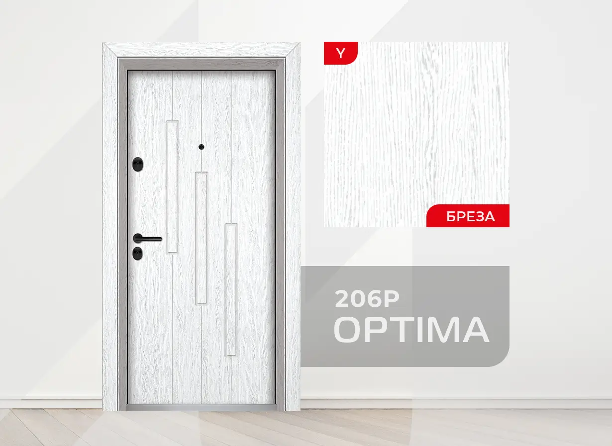 Входна врата серия Оптима, модел 206P, цвят Бреза