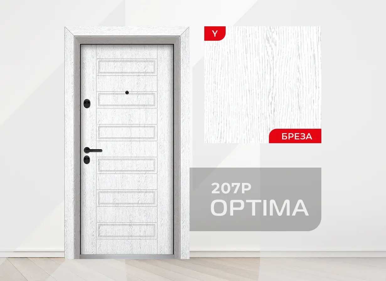 Входна врата серия Оптима, модел 207P, цвят Бреза